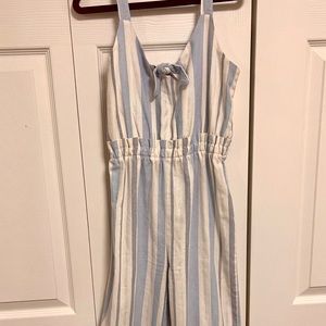 Blue and white girls jumpsuit